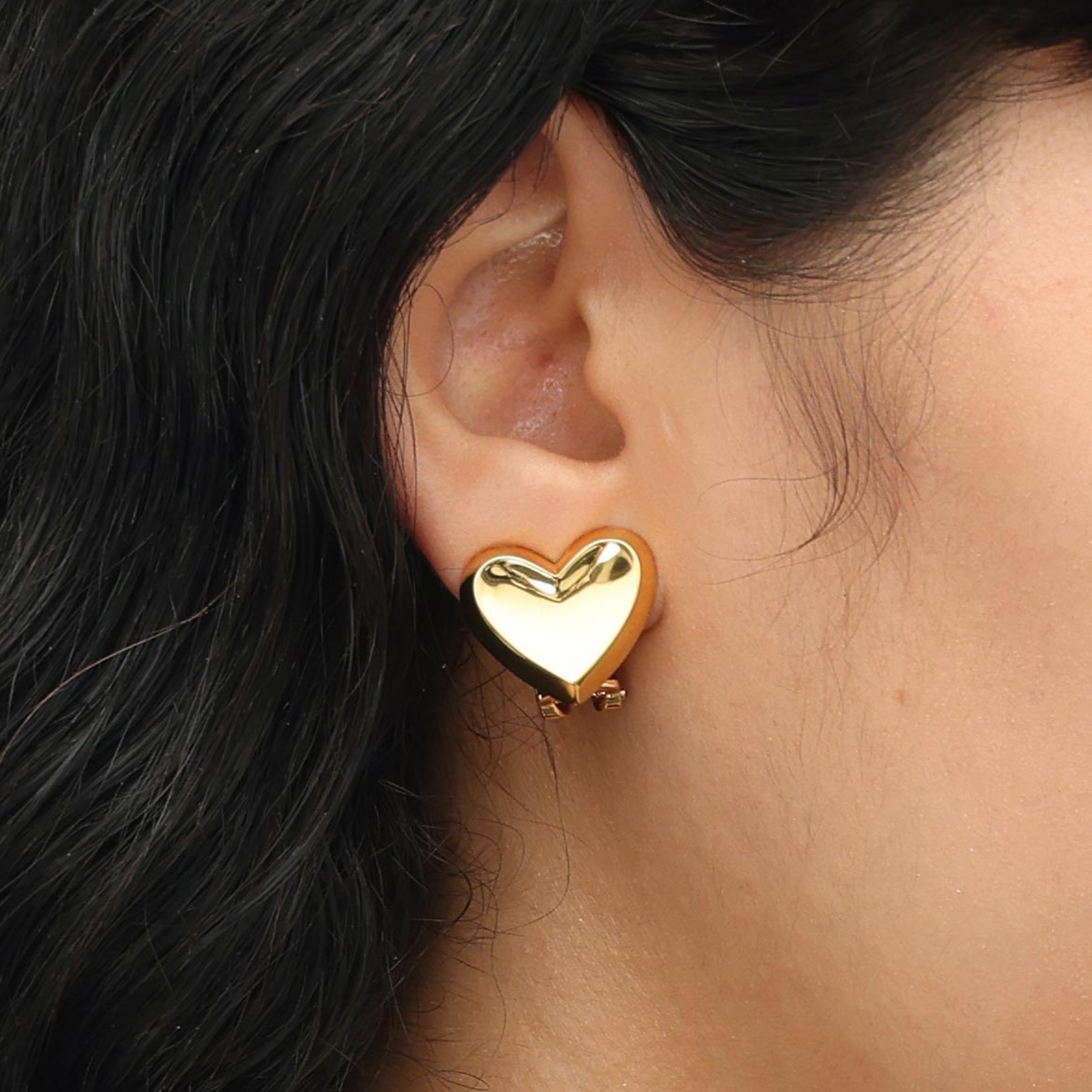 RSNY geometric love stud earrings - RSNY R2090B Copper Gold Plated/S925 Tremella Needle Weight: 8.2g Size: 20 * 3 * 18mm Love-type exquisite cut surface/exquisite detail processing/sterling silver high-quality ear acupuncture/mirror-grade Seiko polishing/lightweight brand craftsmanship