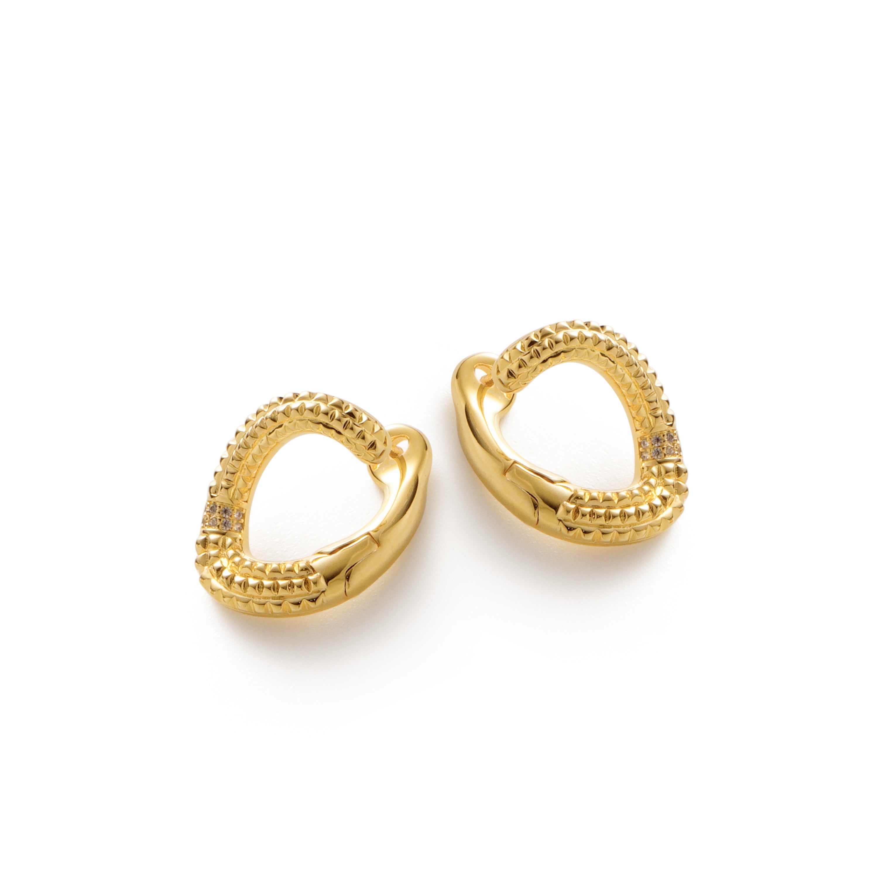 RSNY diamond pattern chain earrings - RSNY R2083B 铜镀金/银耳针约18*24*14mm 钻石纹设计元素/几何感切面造型/纯银高品质耳针/精巧感开合设计