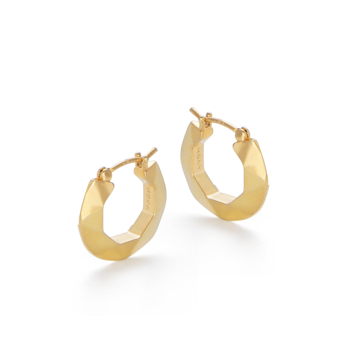 RSNY diamond pattern earrings - RSNY R2107B 铜镀金/银耳针 约3*17*18mm 几何感切面造型/镜面级精工抛光/四分之三圈耳环/纯银高品质耳针