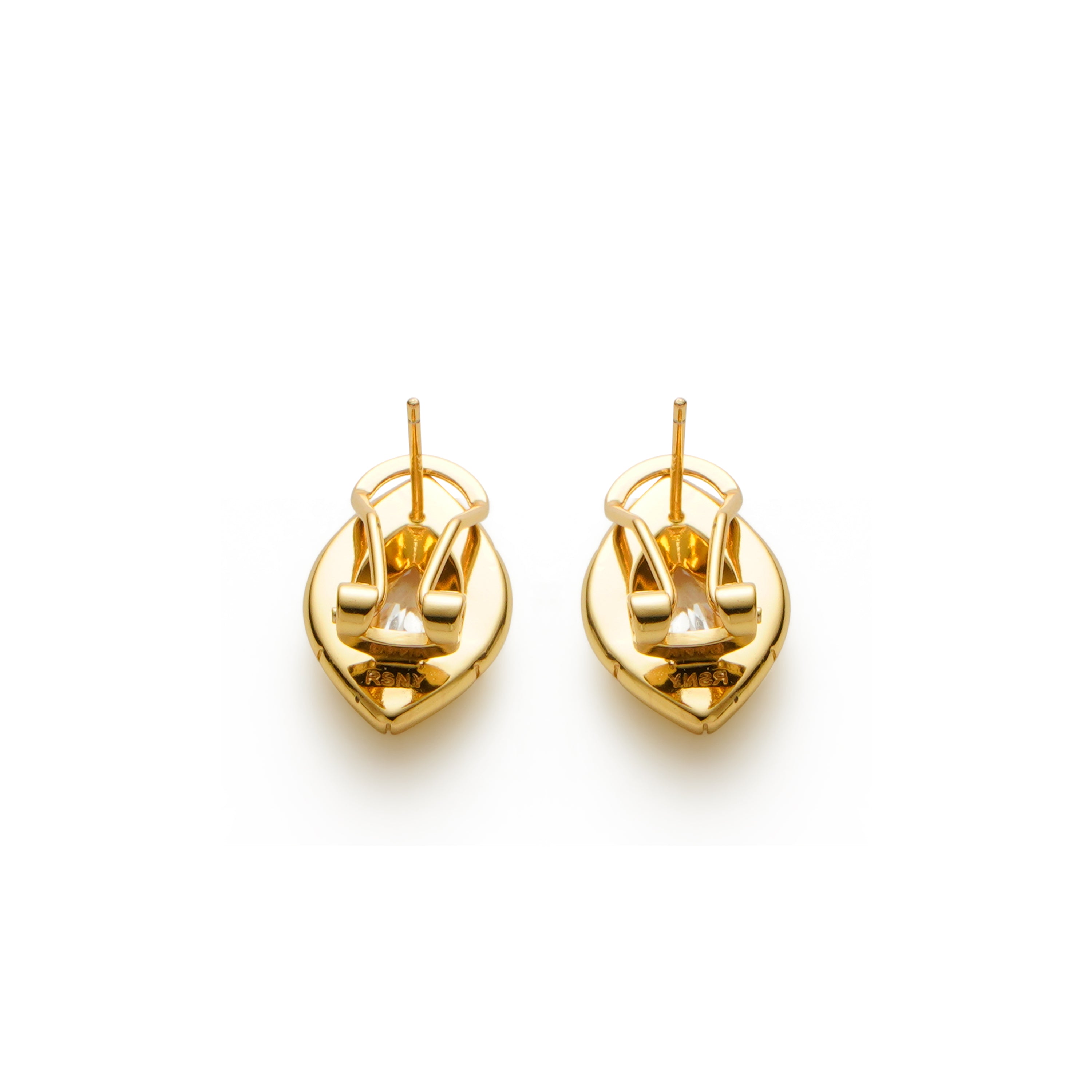 RSNY Eye of Rome stud earrings - RSNY R2166B 铜镀金/银耳针 约20*13*6mm 立体感几何设计/镜面级精工抛光/精选优质仿钻石/纯银高品质耳针