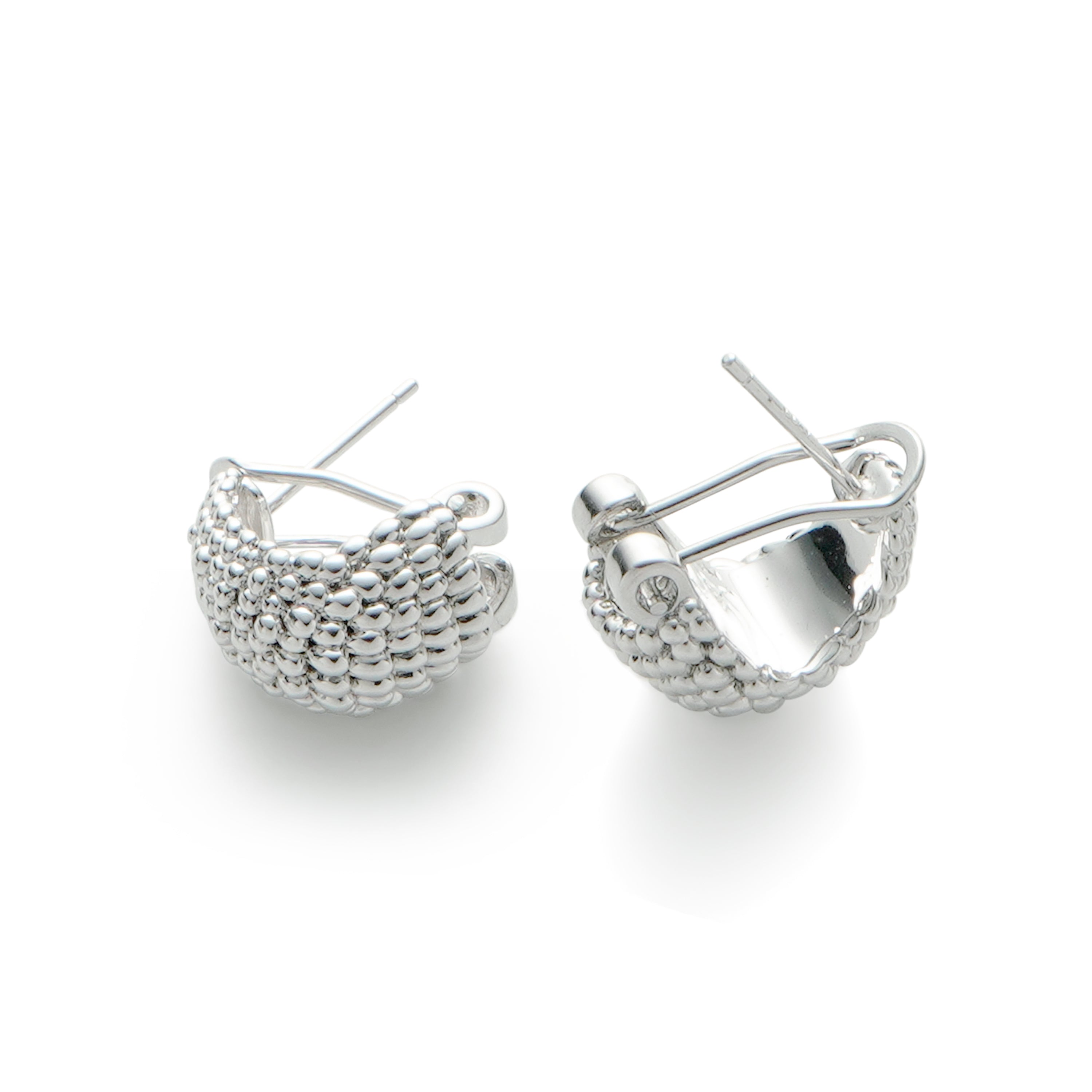 RSNY Roman style earrings - RSNY R2136A 铜镀铑/银耳针 约10*17*14mm 钻石纹设计元素/时尚感几何造型/轻量化品牌工艺/高韧性弹簧耳扣