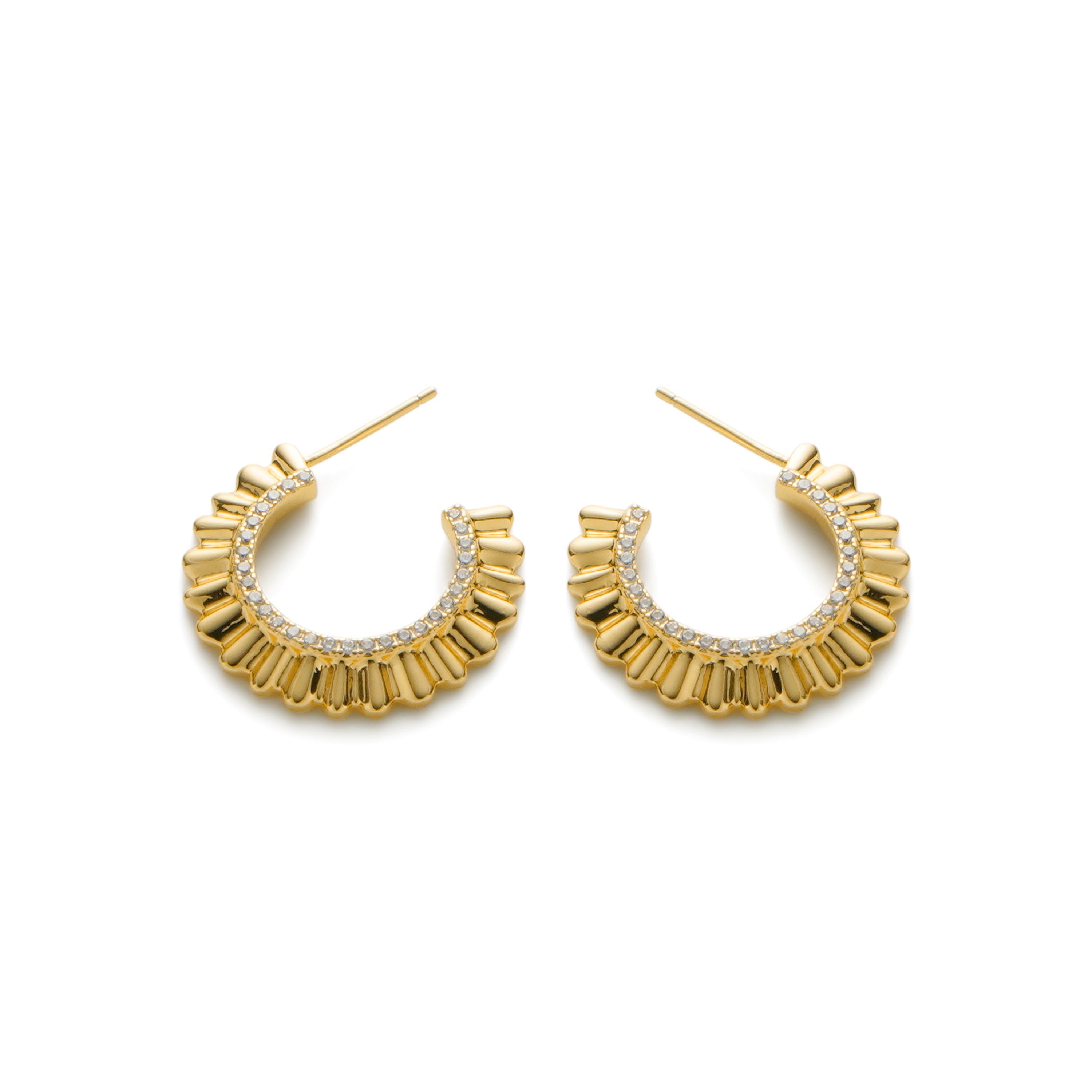 RSNY pleated earrings - RSNY R2138B 铜镀金/银耳针 约3*23*23mm 波纹感设计元素/几何感切面造型/微厚重精巧质感/纯银高品质耳针
