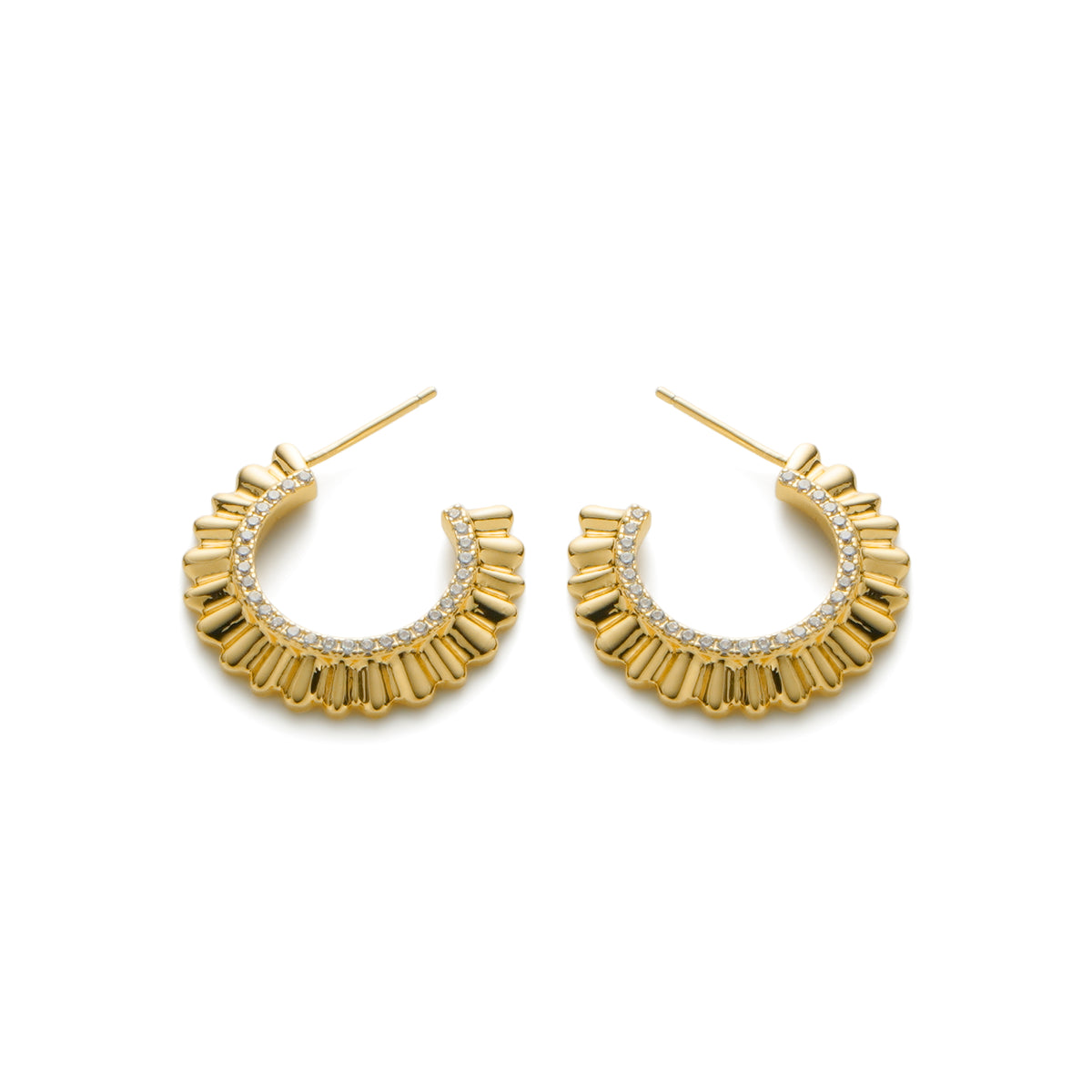 RSNY pleated earrings - RSNY R2138B 铜镀金/银耳针 约3*23*23mm 波纹感设计元素/几何感切面造型/微厚重精巧质感/纯银高品质耳针