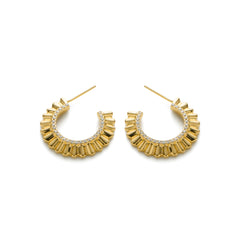 RSNY pleated earrings - RSNY R2138B 铜镀金/银耳针 约3*23*23mm 波纹感设计元素/几何感切面造型/微厚重精巧质感/纯银高品质耳针