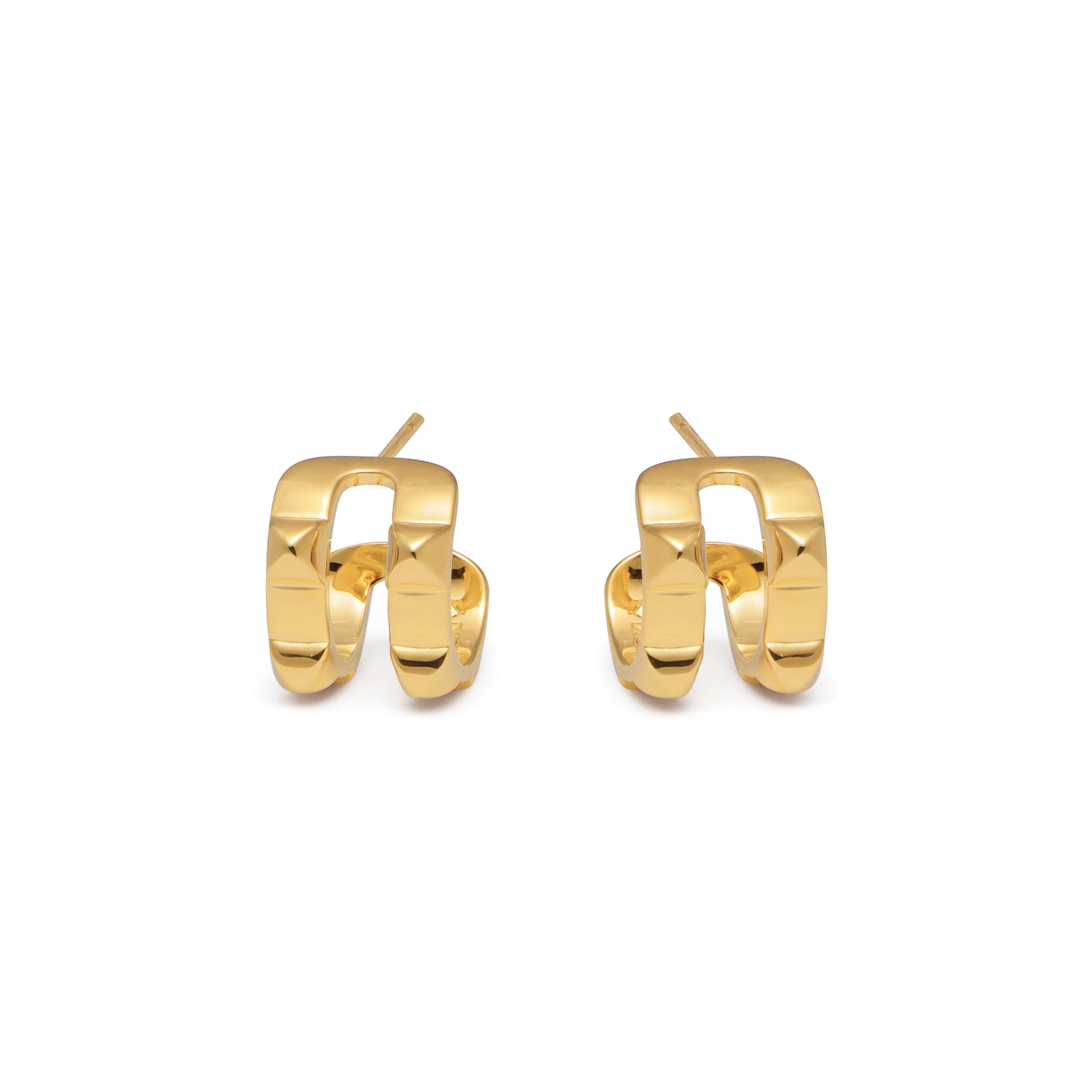 RSNY Diamond Textured Earrings - RSNY R2077B 铜镀金/银耳针 重量:7.2g 约14*12*17mm 钻石级精巧切面/精致感细节处理/时尚感几何造型/镜面级精工抛光/轻量化品牌工艺