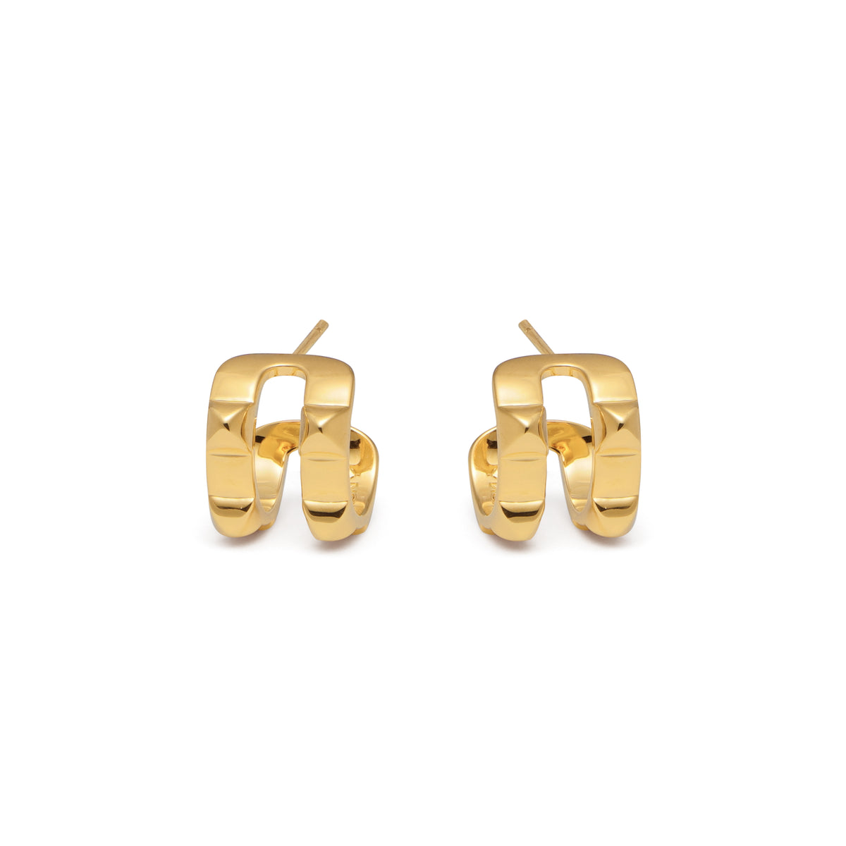 RSNY Diamond Textured Earrings - RSNY R2077B 铜镀金/银耳针 重量:7.2g 约14*12*17mm 钻石级精巧切面/精致感细节处理/时尚感几何造型/镜面级精工抛光/轻量化品牌工艺