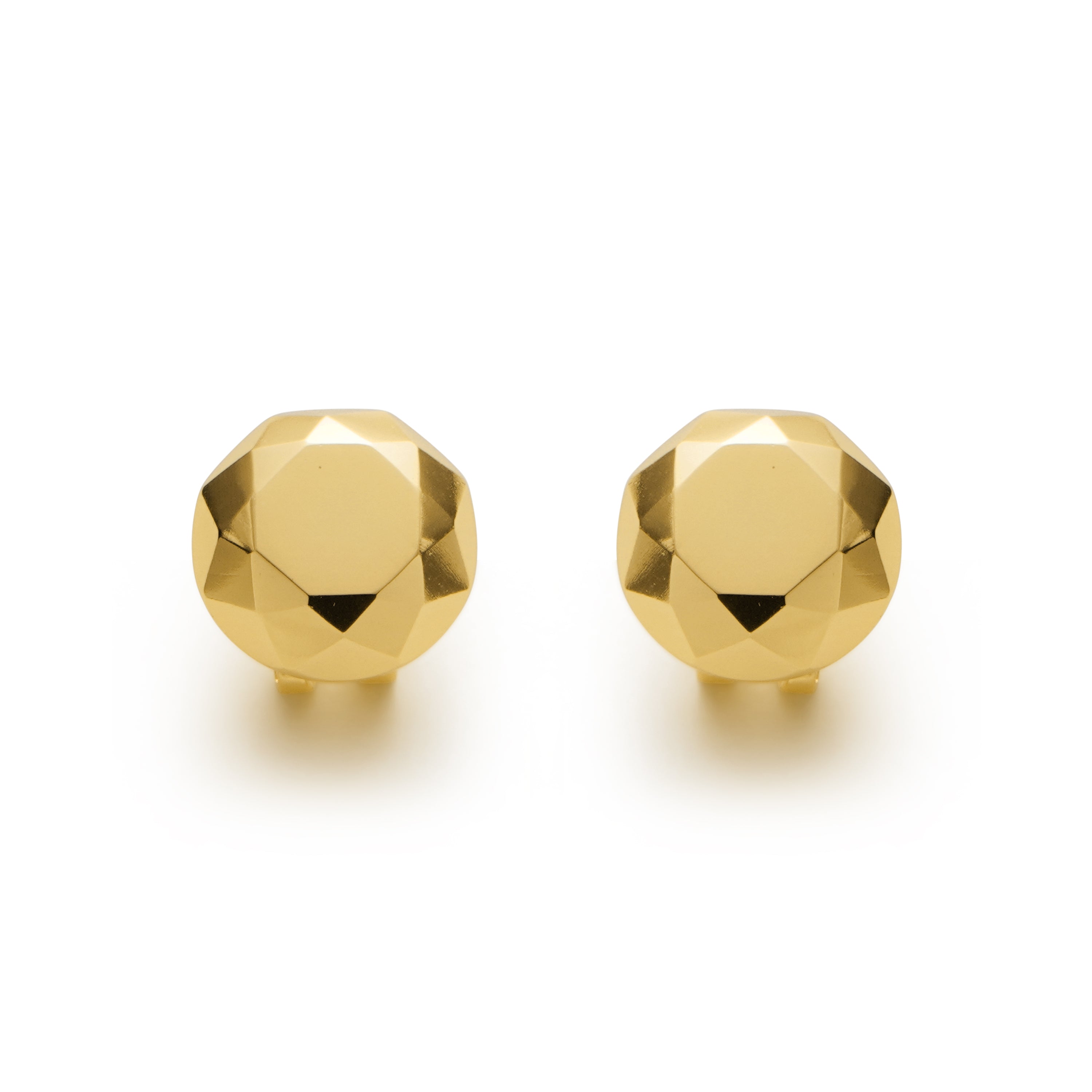 RSNY round diamond cut stud earrings - RSNY R2168B 铜镀金/银耳针 约20*20*7mm 钻石型设计元素/几何感切面造型/镜面级精工抛光/纯银高品质耳针