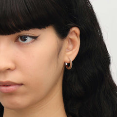 RSNY diamond pattern earrings - RSNY R2107A 铜镀铑/银耳针 约3*17*18mm 几何感切面造型/镜面级精工抛光/四分之三圈耳环/纯银高品质耳针
