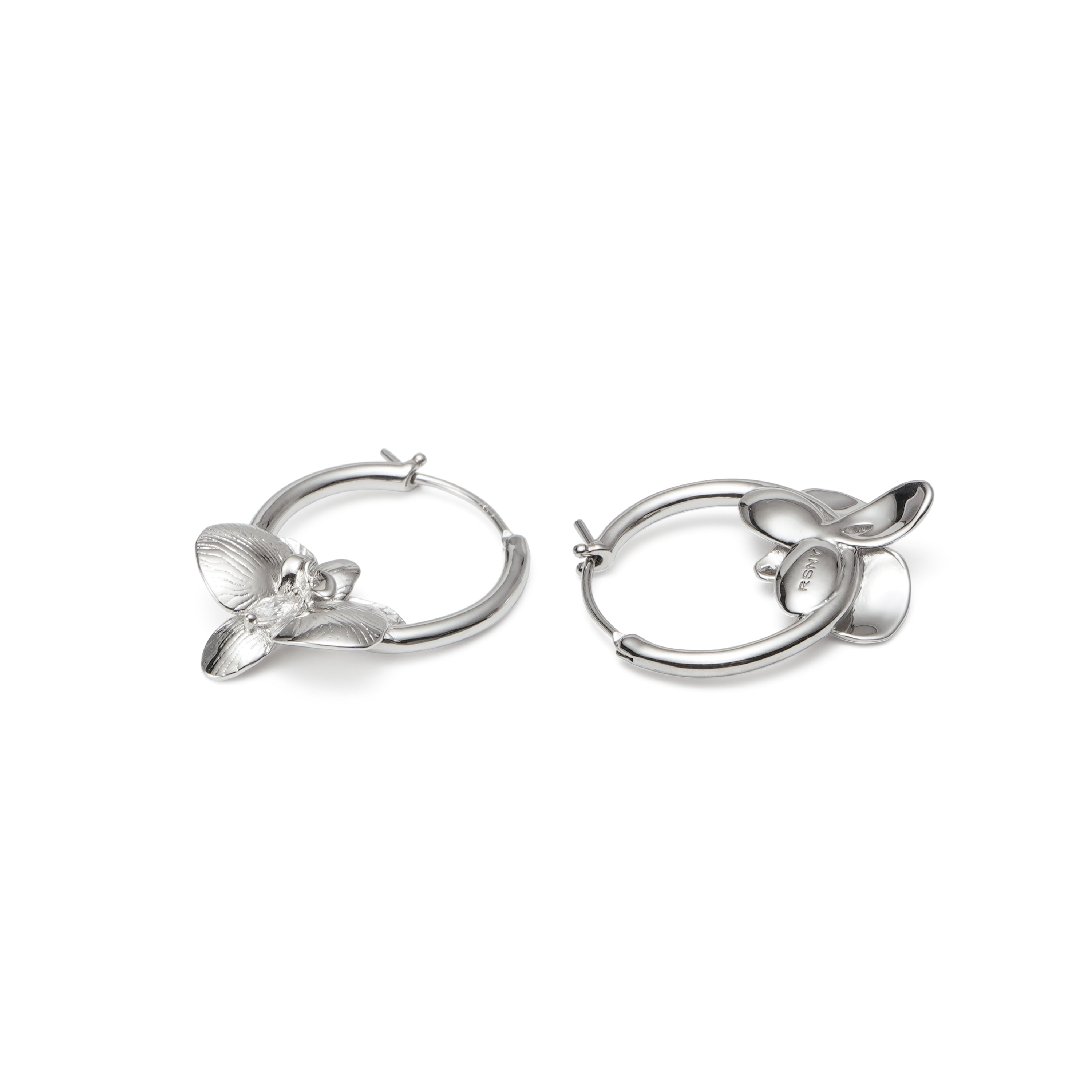 RSNY orchid earrings - RSNY R2115A Copper Rhodium Plated/Tremella Needle Size: 5 * 27 * 21mm Elegant flower elements/fashionable geometric shape/sterling silver high-quality ear needles/pure handmade fine carving process