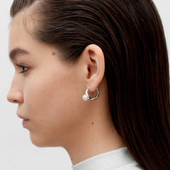 RSNY irregular pearl earrings - RSNY R2150A 铜镀铑/银耳针 约9*18*25mm 不规则设计元素/时尚感几何造型/优选精品级贝珠/精致感细节处理