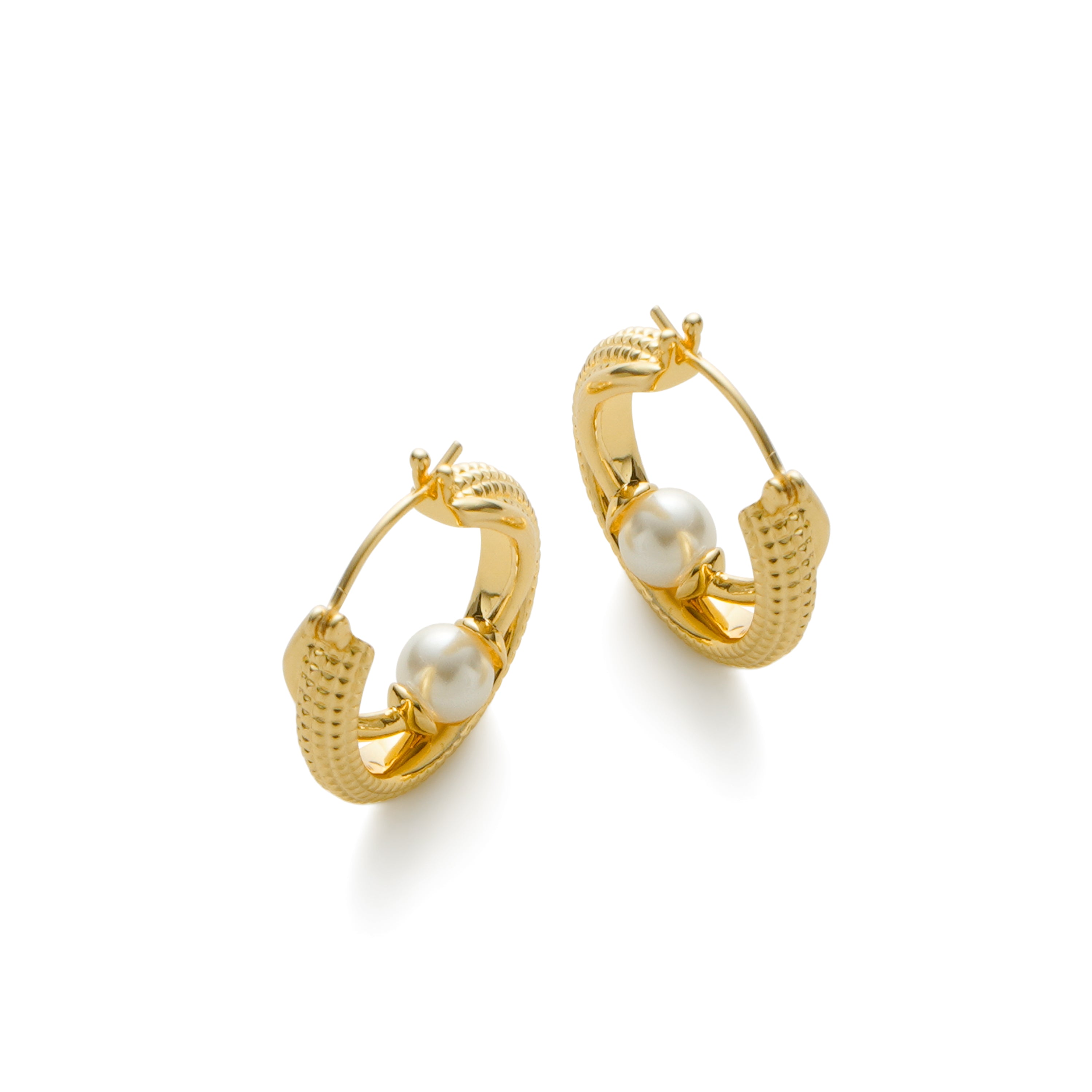 RSNY double pearl earrings - RSNY R2139B 铜镀金/银耳针 约6*22*23mm 钻石纹设计元素/时尚感几何造型/优选精品级贝珠/精致感细节处理