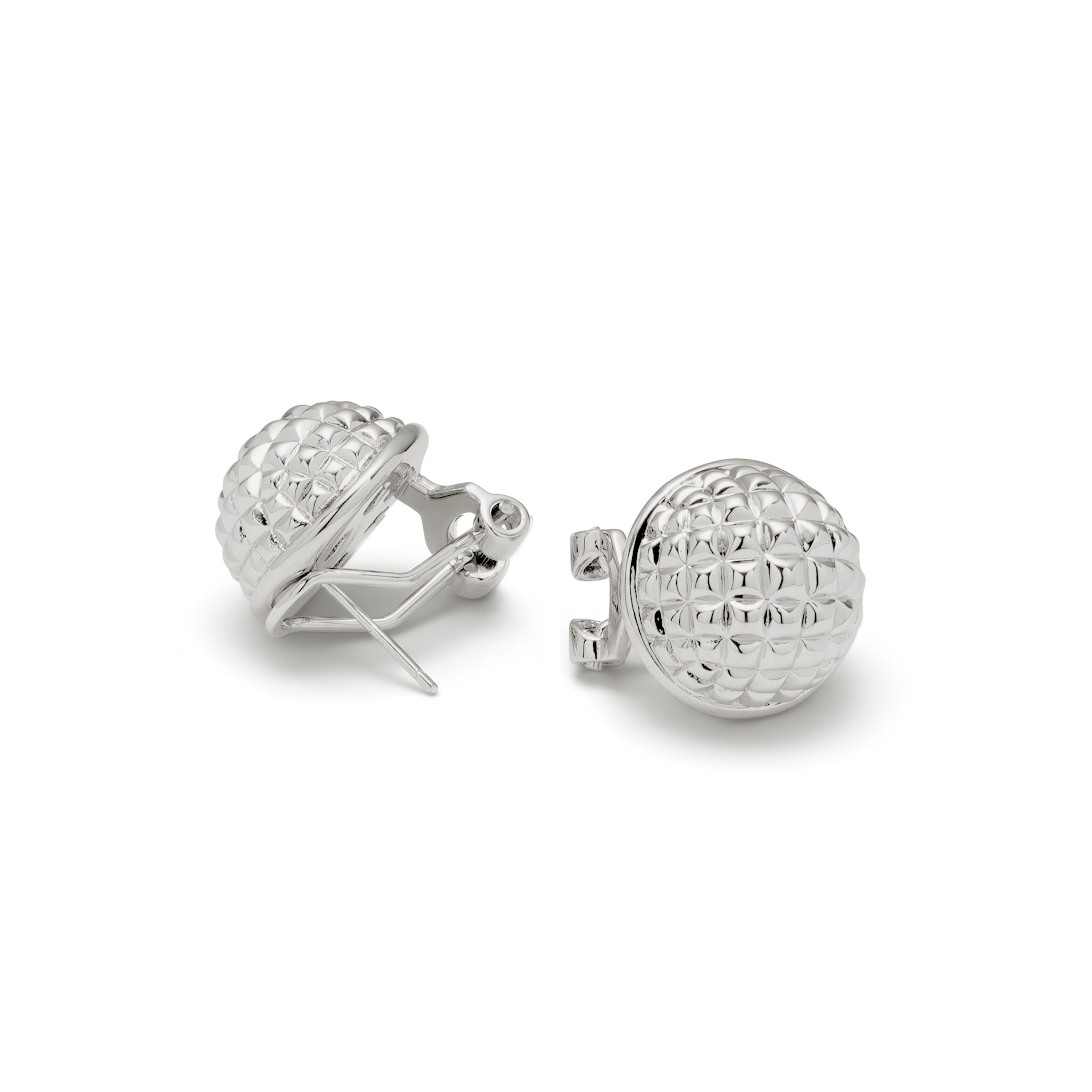 RSNY Diamond Textured Ball Earrings - RSNY R2021A Copper Rhodium Plated/S925 Tremella Needle Weight: 11.3g Size: 17 * 17 * 10mm Diamond pattern design elements/hemisphere geometry/lightweight hollowing process/mirror-grade precision polishing/high toughness spring ear buckle