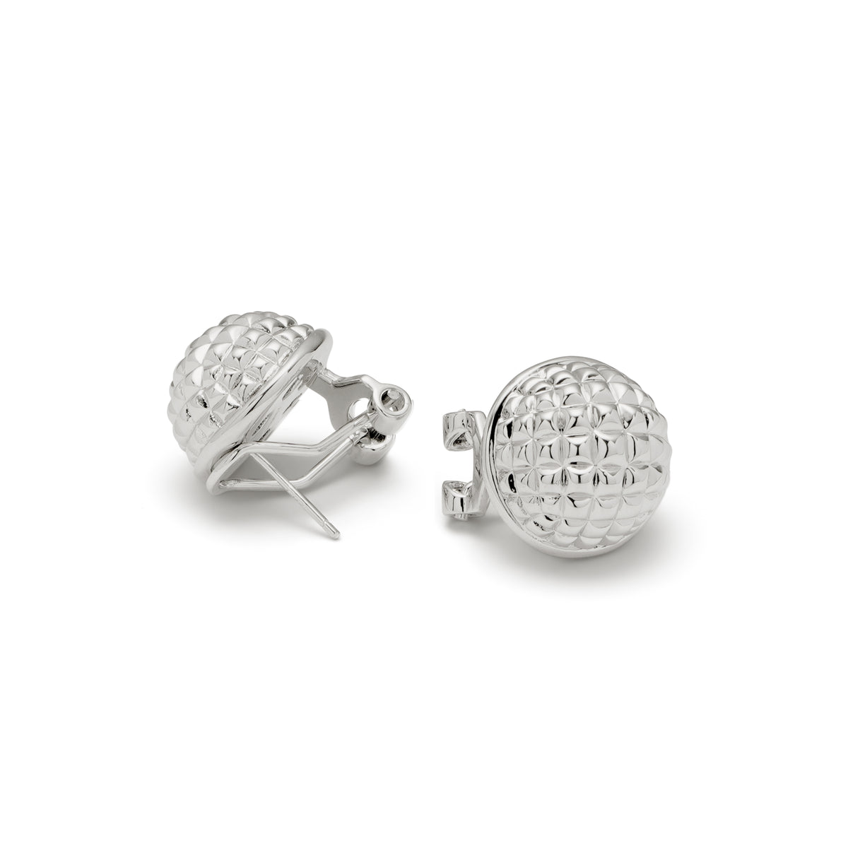 RSNY Diamond Textured Ball Earrings - RSNY R2021A Copper Rhodium Plated/S925 Tremella Needle Weight: 11.3g Size: 17 * 17 * 10mm Diamond pattern design elements/hemisphere geometry/lightweight hollowing process/mirror-grade precision polishing/high toughness spring ear buckle