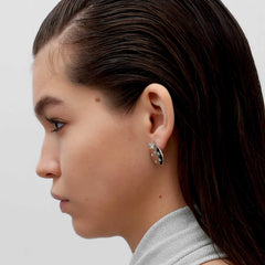 RSNY geometric line stud earrings - RSNY R2126A 铜镀铑/银耳针 约20*23*4mm 半球体几何造型/精致感细节处理/镜面级精工抛光/纯银高品质耳针