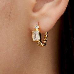 RSNY Redeen Diamond Earrings - RSNY R2103B 铜镀金/银耳针 约6*18*18mm 几何感切面造型/镜面级精工抛光/精致感细节处理/精选优质仿钻石