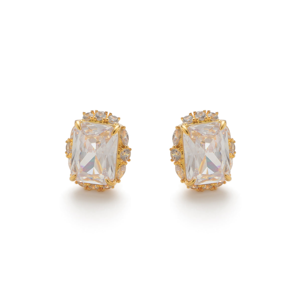 RSNY Princess Square Earrings - RSNY R2113B 铜镀金/银耳针 约18*22*8mm 时尚感几何造型/精选优质仿钻石/轻量化品牌工艺/高韧性弹簧耳扣