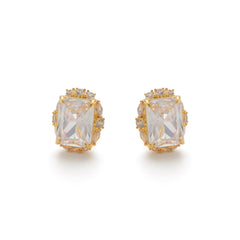RSNY Princess Square Earrings - RSNY R2113B 铜镀金/银耳针 约18*22*8mm 时尚感几何造型/精选优质仿钻石/轻量化品牌工艺/高韧性弹簧耳扣