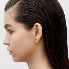 RSNY diamond pattern retro stud earrings - RSNY R2162B 铜镀金/银耳针 约24*18*3mm 钻石纹设计元素/半剖面几何造型/纯银高品质耳针/镜面级精工抛光