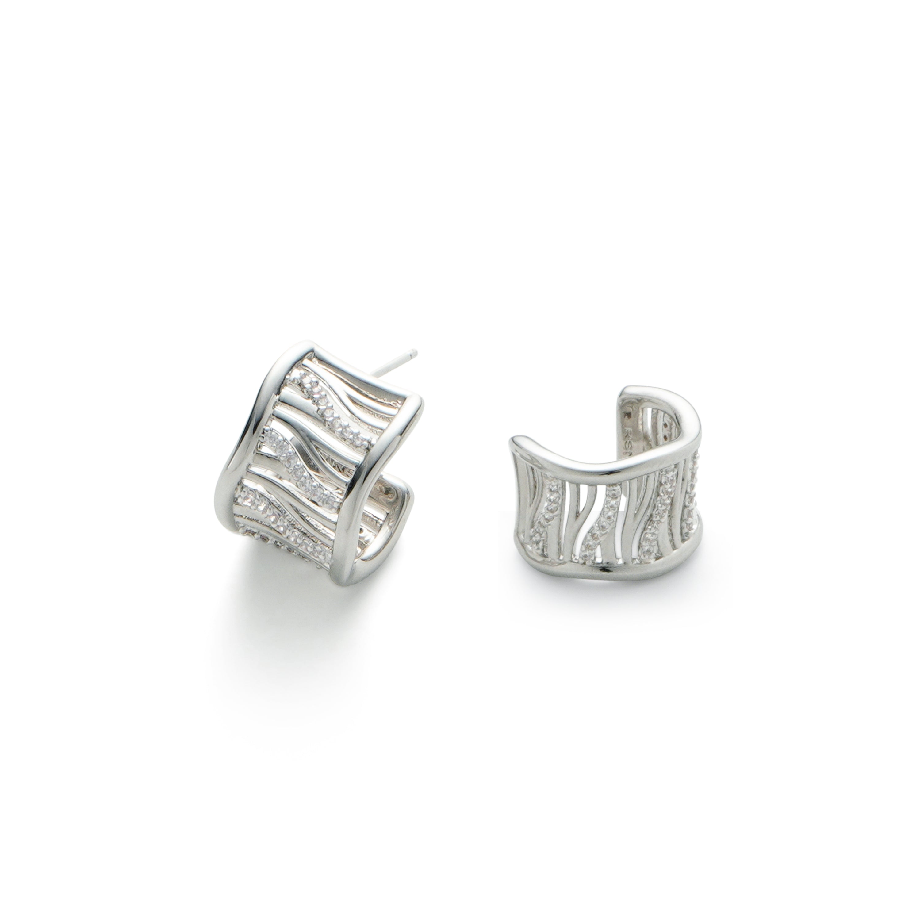 RSNY simple line earrings - RSNY R2124A 铜镀金/银耳针 约12*16*16mm 几何缠绕感元素/通勤款几何造型/镜面级精工抛光/轻量化品牌工艺