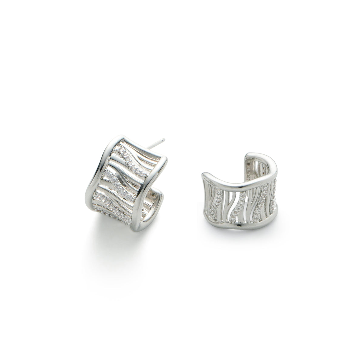 RSNY simple line earrings - RSNY R2124A 铜镀金/银耳针 约12*16*16mm 几何缠绕感元素/通勤款几何造型/镜面级精工抛光/轻量化品牌工艺