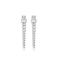 RSNY Double Wear Earring Chain - RSNY R2084A 铜镀铑/银耳针约8*48*4mm 钻石纹设计元素/时尚绕圈纹设计/精致感细节处理/纯银高品质耳针