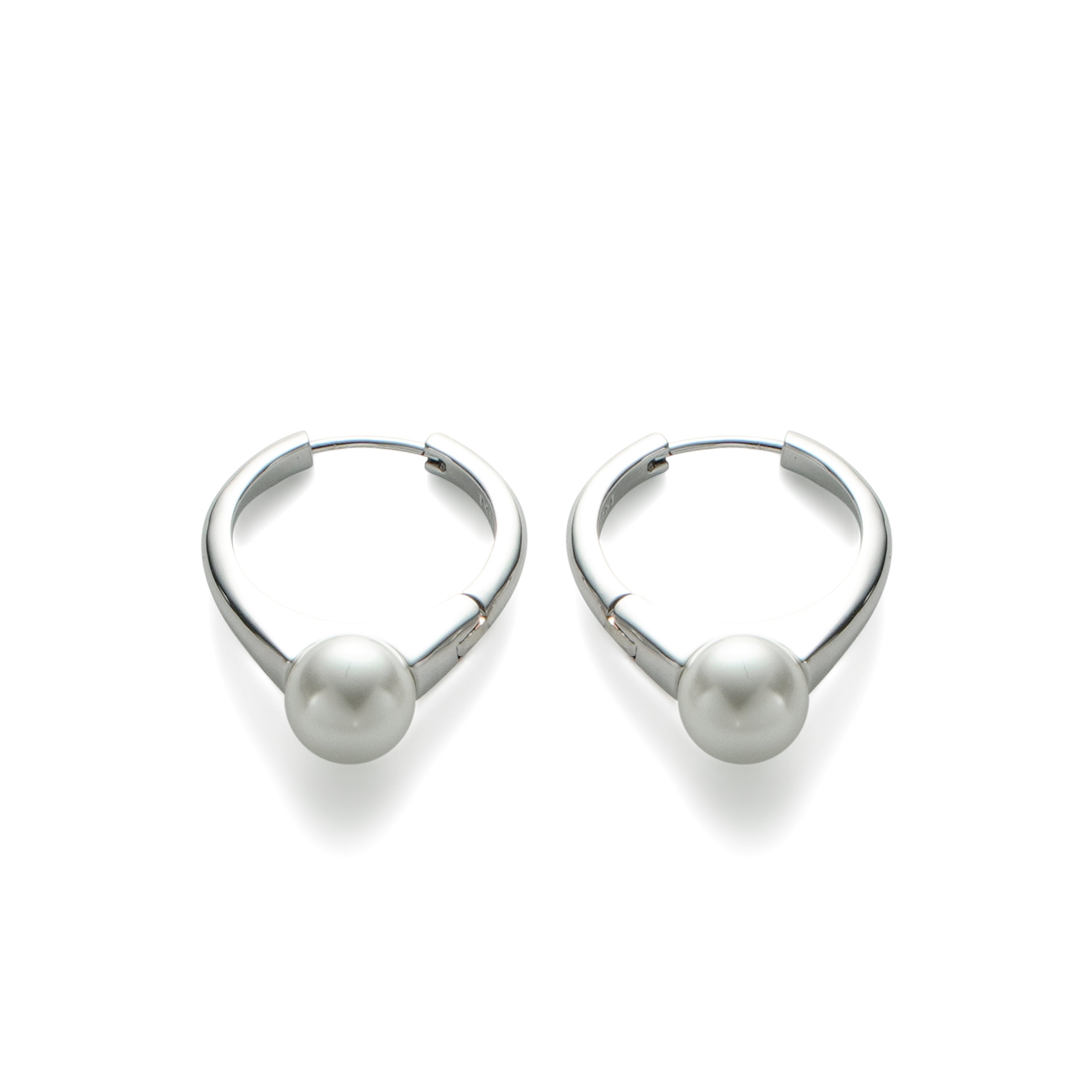 RSNY pearl ring earrings - RSNY R2145A 铜镀铑/银耳针 约8*26*20mm 钻石型设计元素/时尚感几何造型/优选精品级贝珠/精致感细节处理
