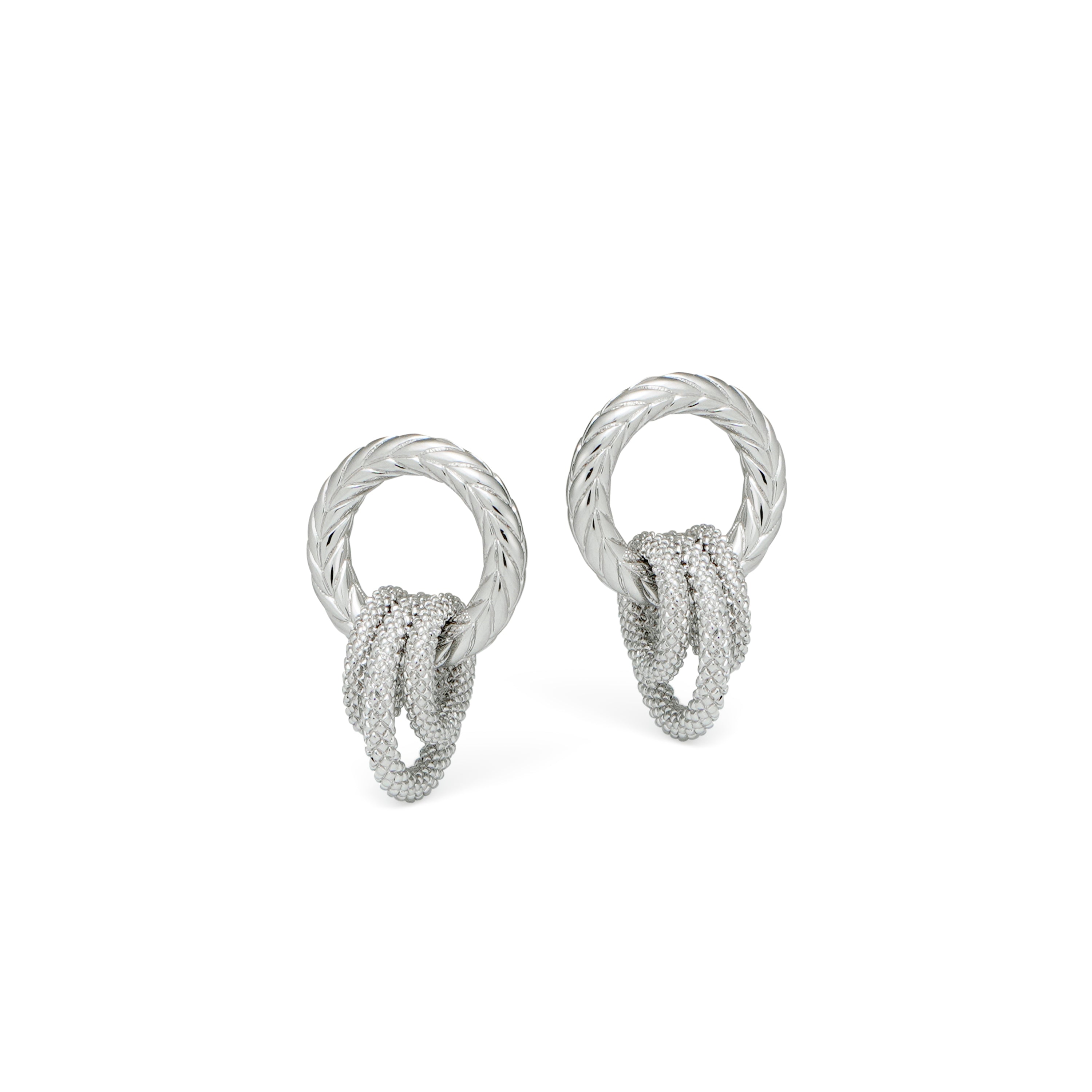 RSNY ring stud earrings - RSNY R2057A Copper Rhodium Plated/Tremella Needle Size: 18 * 28 * 16mm geometric winding elements/lightweight brand craftsmanship/exquisite detail processing/sterling silver high-quality ear needles