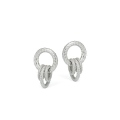 RSNY ring stud earrings - RSNY R2057A Copper Rhodium Plated/Tremella Needle Size: 18 * 28 * 16mm geometric winding elements/lightweight brand craftsmanship/exquisite detail processing/sterling silver high-quality ear needles