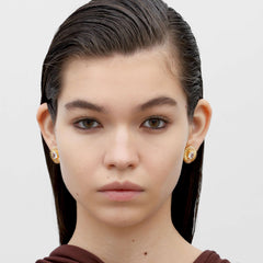 RSNY Roman Styling Earrings - RSNY R2121B 铜镀金/银耳针 约17*20*7mm 时尚绕圈纹设计/时尚感几何造型/精选优质仿钻石/高韧性弹簧耳扣
