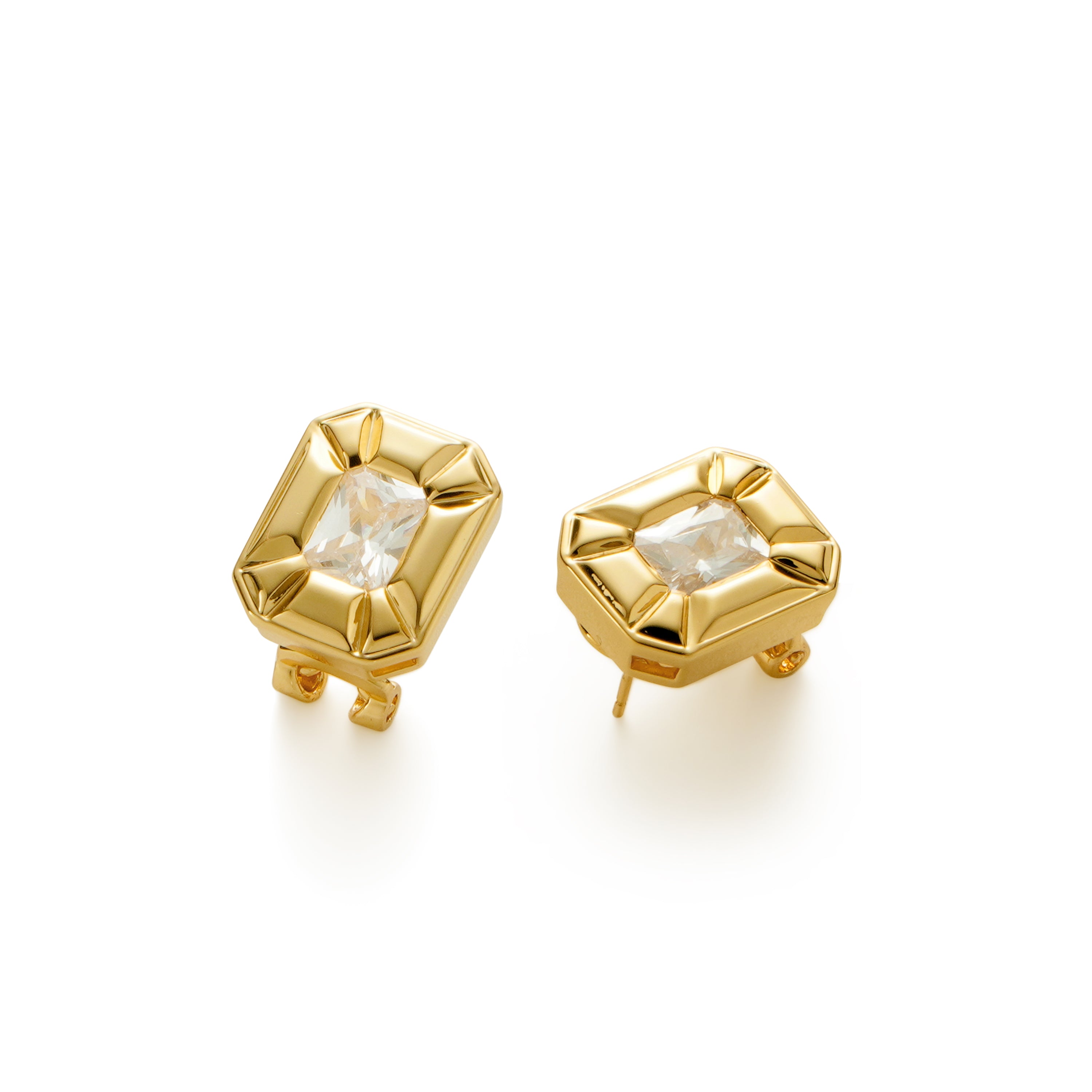RSNY Redeen Styling Earrings - RSNY R2116B 铜镀金/银耳针 约15*18*5mm 钻石型设计元素/时尚感几何造型/轻量化镂空工艺/微厚重精巧质感