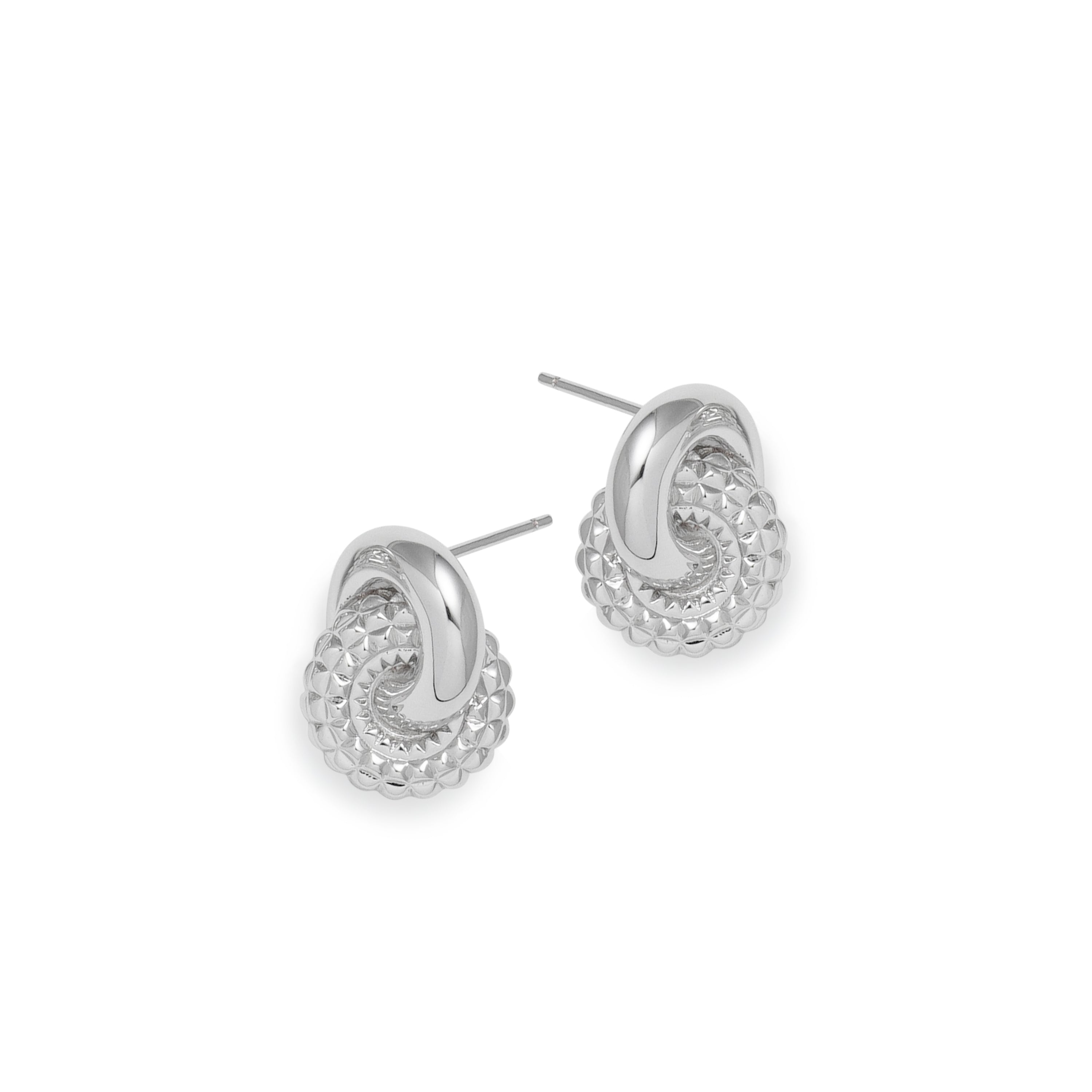 RSNY diamond pattern chain stud earring chain - RSNY R2026A Copper Rhodium Plated/S925 Tremella Needle/Brand Ear Plug Weight: 9.4g undefined Diamond pattern design elements/staggered ring geometry/sterling silver high-quality ear needles/mirror-grade precision polishing/lightweight brand craftsmanship