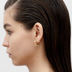 RSNY irregular pearl earrings - RSNY R2169B 铜镀金/银耳针 约22*22*7mm 圆环型设计元素/时尚感几何造型/优选精品级贝珠/精致感细节处理