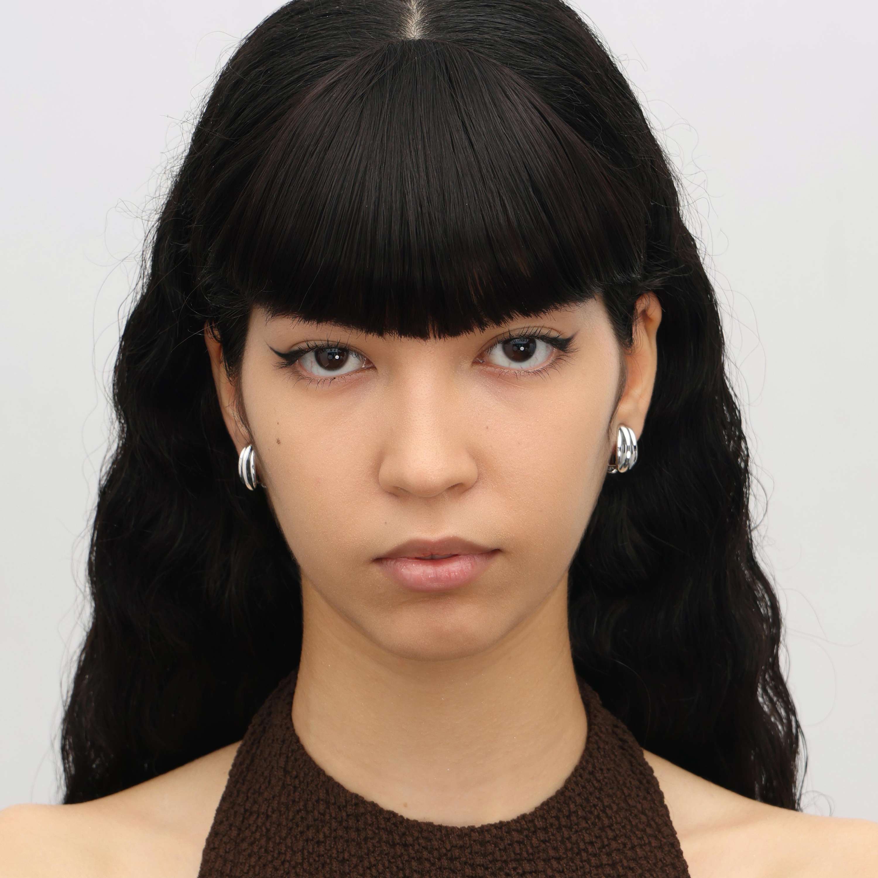 RSNY simple Roman stud earrings - RSNY R2125A 铜镀铑/银耳针 约15*19*5mm 几何感切面造型/几何缠绕感元素/镜面级精工抛光/微厚重精巧质感