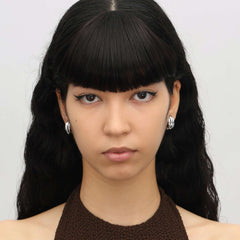 RSNY simple Roman stud earrings - RSNY R2125A 铜镀铑/银耳针 约15*19*5mm 几何感切面造型/几何缠绕感元素/镜面级精工抛光/微厚重精巧质感