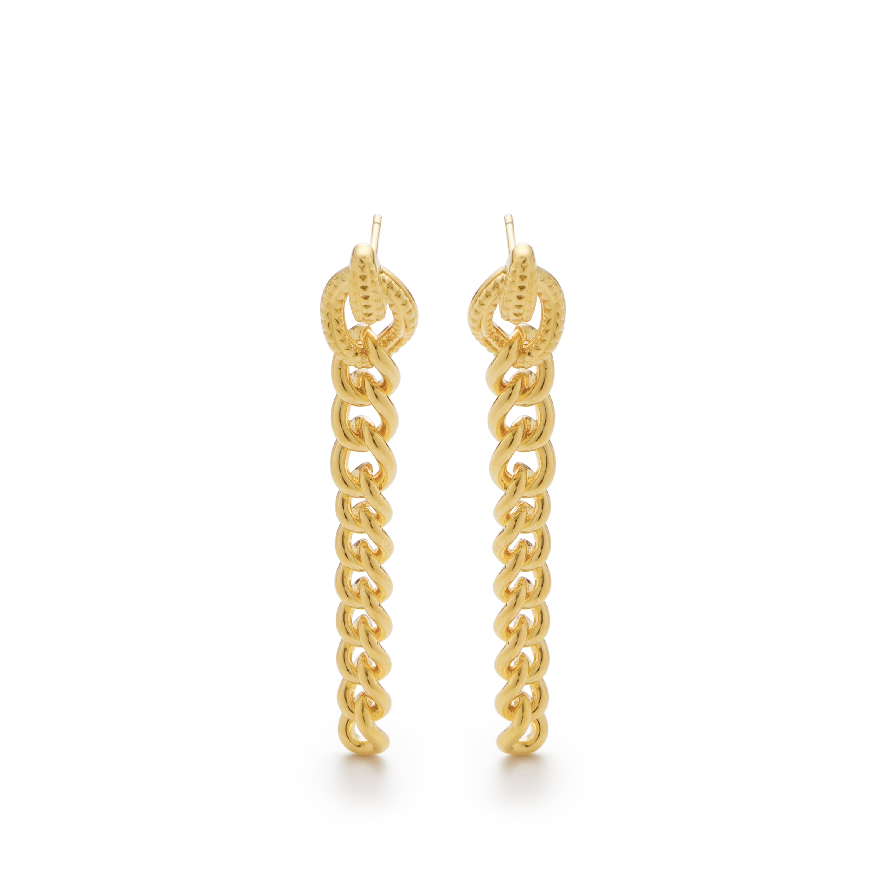 RSNY Double Wear Earring Chain - RSNY R2084B 铜镀金/银耳针约8*48*4mm 钻石纹设计元素/时尚绕圈纹设计/精致感细节处理/纯银高品质耳针