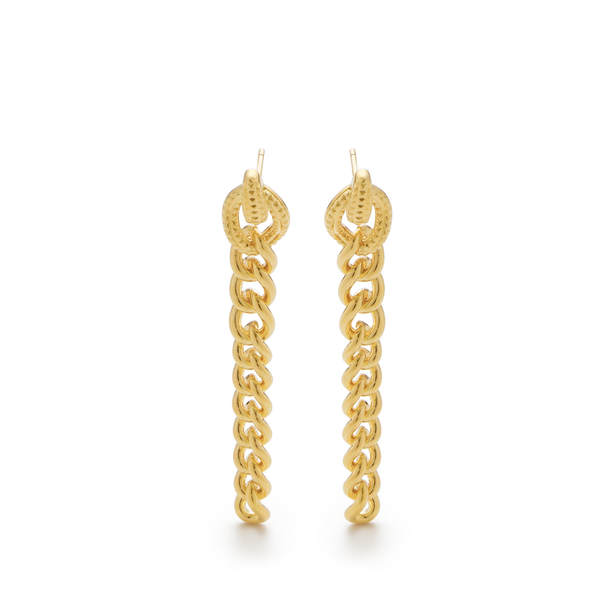 RSNY Double Wear Earring Chain - RSNY R2084B 铜镀金/银耳针约8*48*4mm 钻石纹设计元素/时尚绕圈纹设计/精致感细节处理/纯银高品质耳针