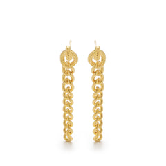 RSNY Double Wear Earring Chain - RSNY R2084B 铜镀金/银耳针约8*48*4mm 钻石纹设计元素/时尚绕圈纹设计/精致感细节处理/纯银高品质耳针