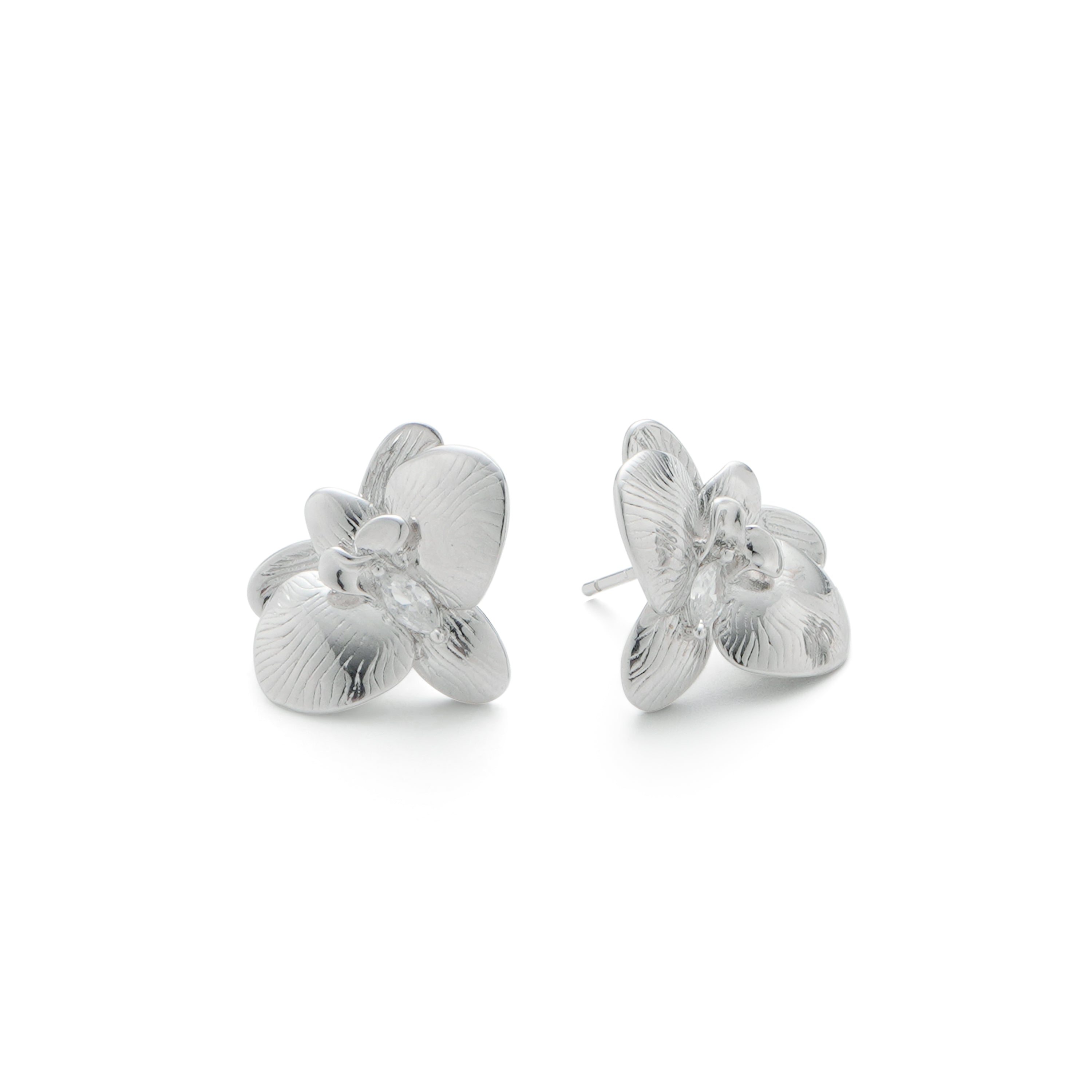 RSNY orchid stud earrings - RSNY R2114A 铜镀铑/银耳针 约20*17*7mm 优雅感花朵元素/时尚感几何造型/纯银高品质耳针/纯手工精雕工艺