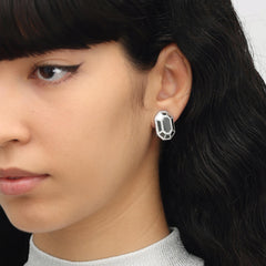 RSNY Redeen Styling Earrings - RSNY R2100A Copper Rhodium Plated/Tremella Needle Size: 14 * 20 * 4mm diamond-grade delicate cut/mirror-grade Seiko polishing/pure manual inlay skills/exquisite detail processing