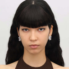 RSNY Princess Square Earrings - RSNY R2113A 铜镀铑/银耳针 约18*22*8mm 时尚感几何造型/精选优质仿钻石/轻量化品牌工艺/高韧性弹簧耳扣