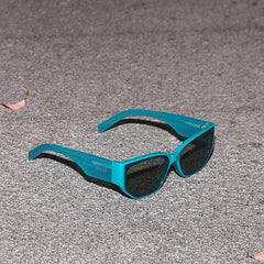 RSNY Grande SQUARE Sunglasses - RSNY ·MJ0013C · Plate/nylon lenses · Frame width 145.3mm/temple length 145mm Lens width 62.5mm/height 42.5mm · Unisex flat embedded square frame design/0 touch metal logo/widened temple to wear more comfortable/lake blue frame and 50 degrees transparent blue temple gradual change color scheme