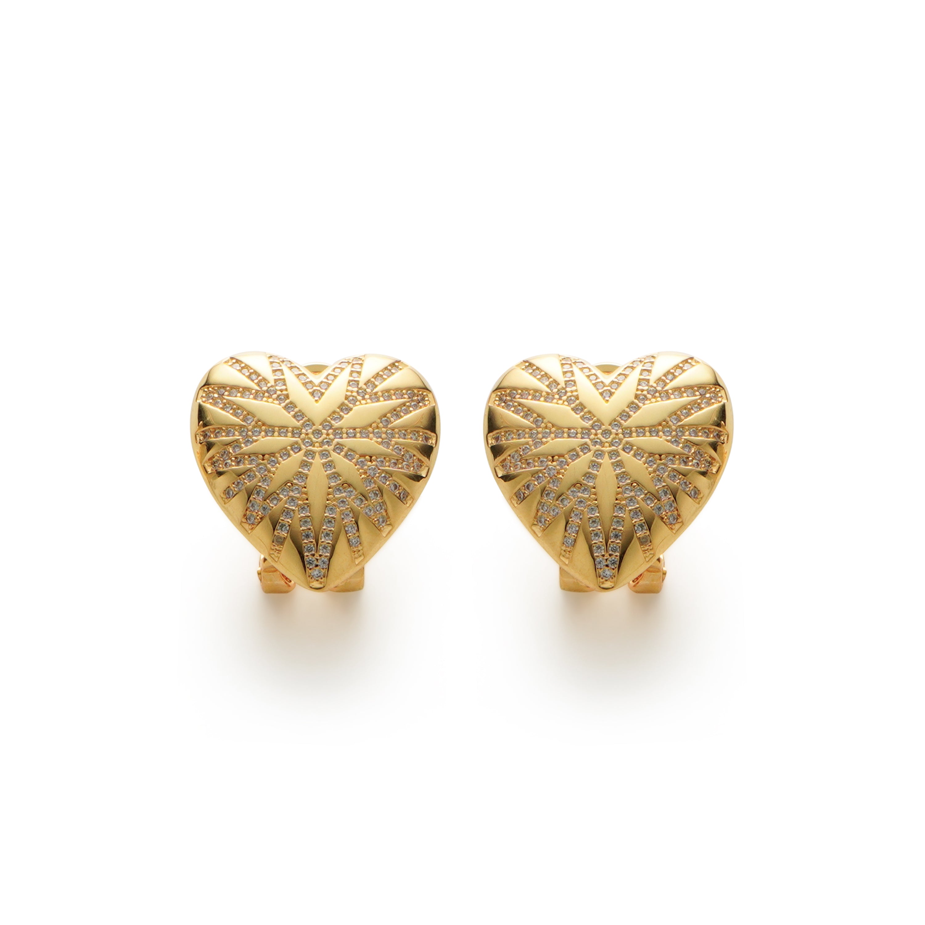 RSNY love diamond stud earrings - RSNY R2095B 铜镀金/银耳针 约20*21*3mm 爱心型设计元素/几何感切面造型/镜面级精工抛光/高韧性弹簧耳扣