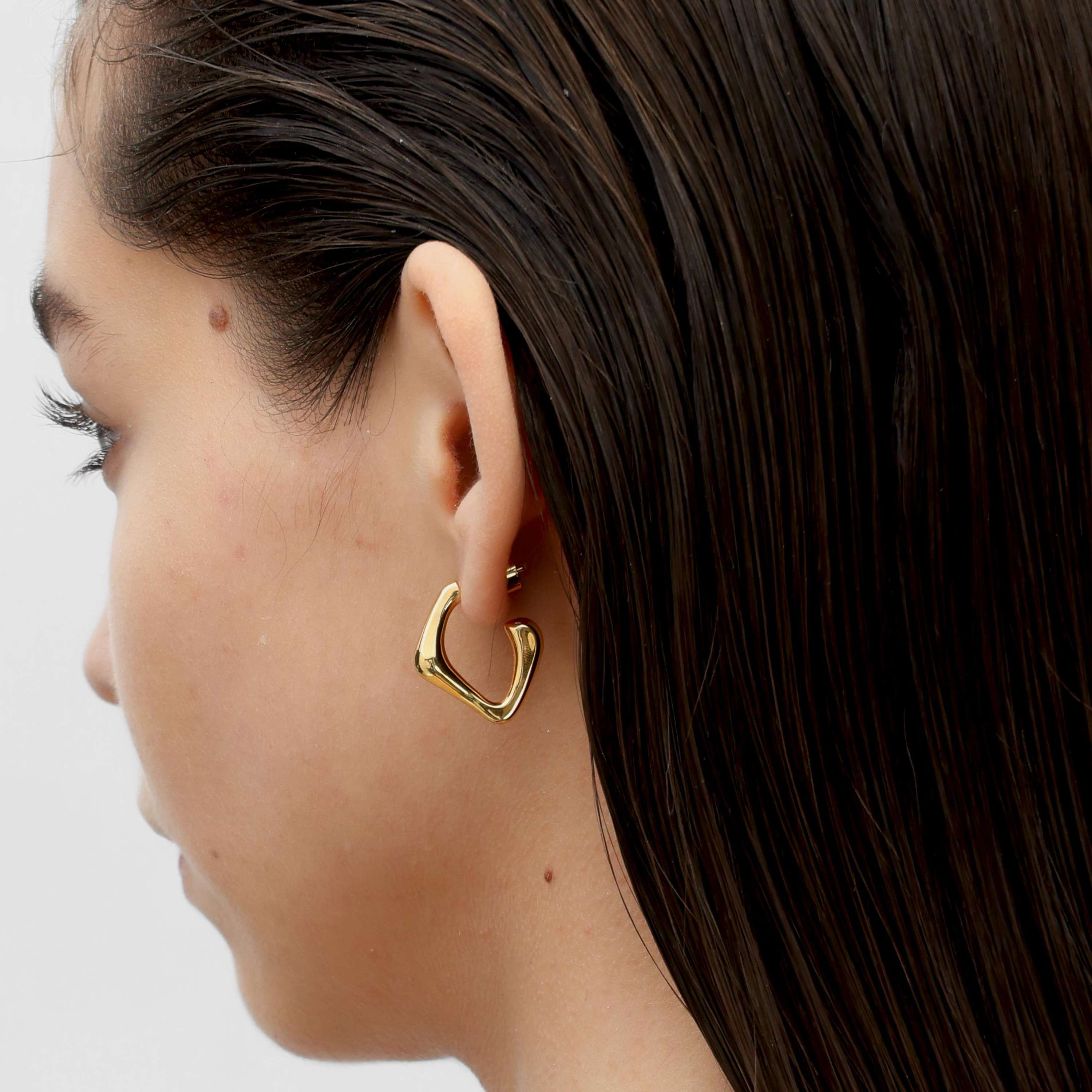 RSNY Square Geometric Earrings - RSNY R2056B 铜镀金/S925银耳针/品牌耳堵 重量:8.8g 约21*5*24mm 精致感细节处理/纯银高品质耳针/镜面级精工抛光/轻量化品牌工艺