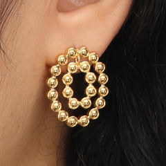 RSNY round ring smart stud earrings - RSNY R2120B 铜镀金/银耳针 约21*25*2mm 立体感几何设计/镜面级精工抛光/纯手工精雕工艺/纯银高品质耳针