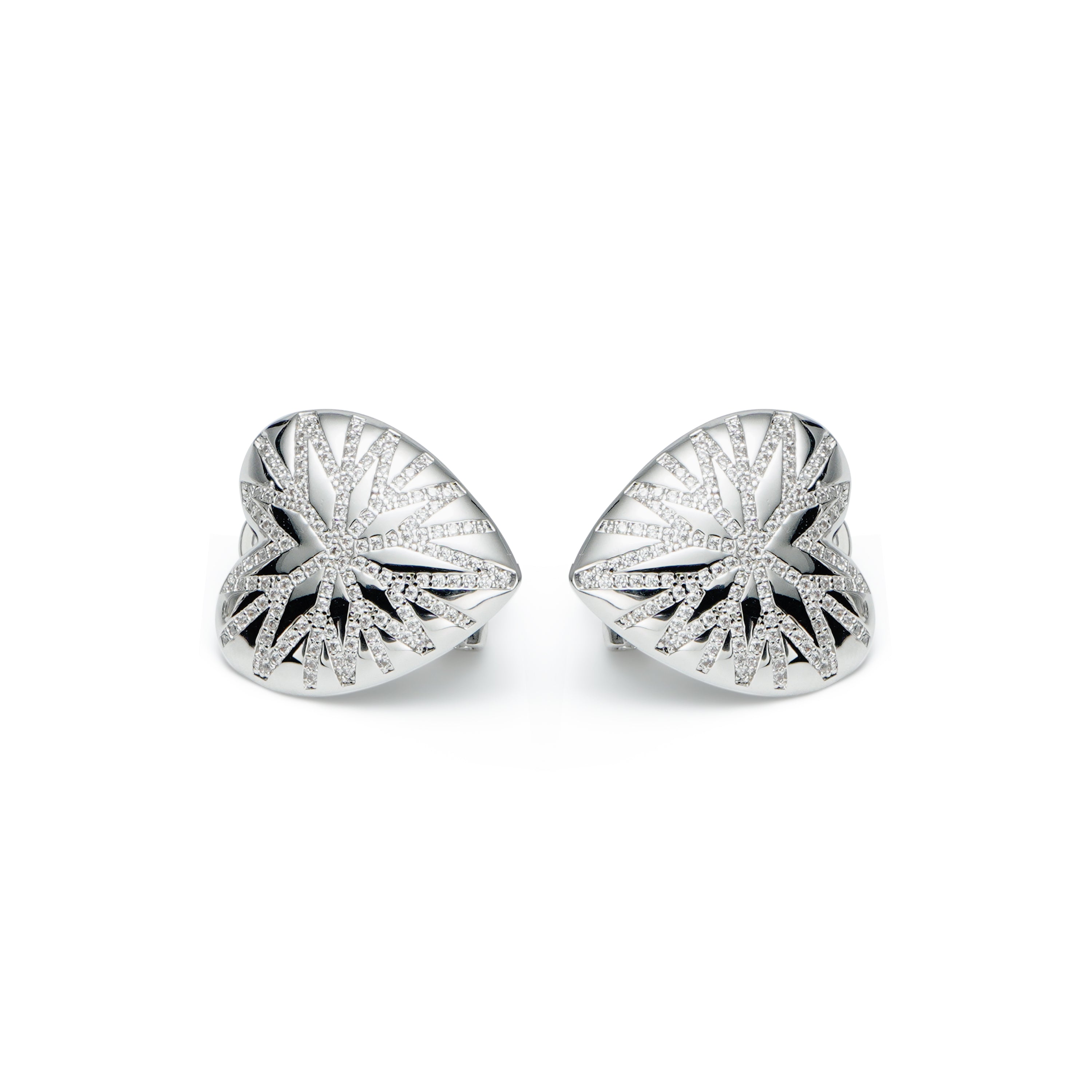 RSNY love diamond stud earrings - RSNY R2095A Copper Rhodium Plated/Tremella Needle Size: 20 * 21 * 3mm Love design elements/geometric section modeling/mirror-grade precision polishing/high toughness spring ear buckle