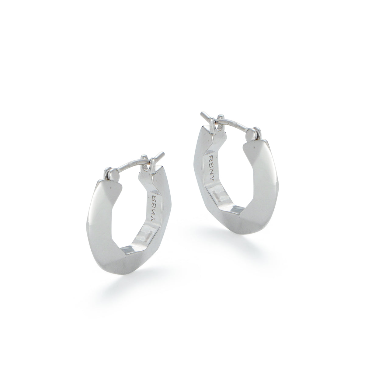 RSNY diamond pattern earrings - RSNY R2107A 铜镀铑/银耳针 约3*17*18mm 几何感切面造型/镜面级精工抛光/四分之三圈耳环/纯银高品质耳针