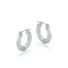 RSNY diamond pattern earrings - RSNY R2107A 铜镀铑/银耳针 约3*17*18mm 几何感切面造型/镜面级精工抛光/四分之三圈耳环/纯银高品质耳针