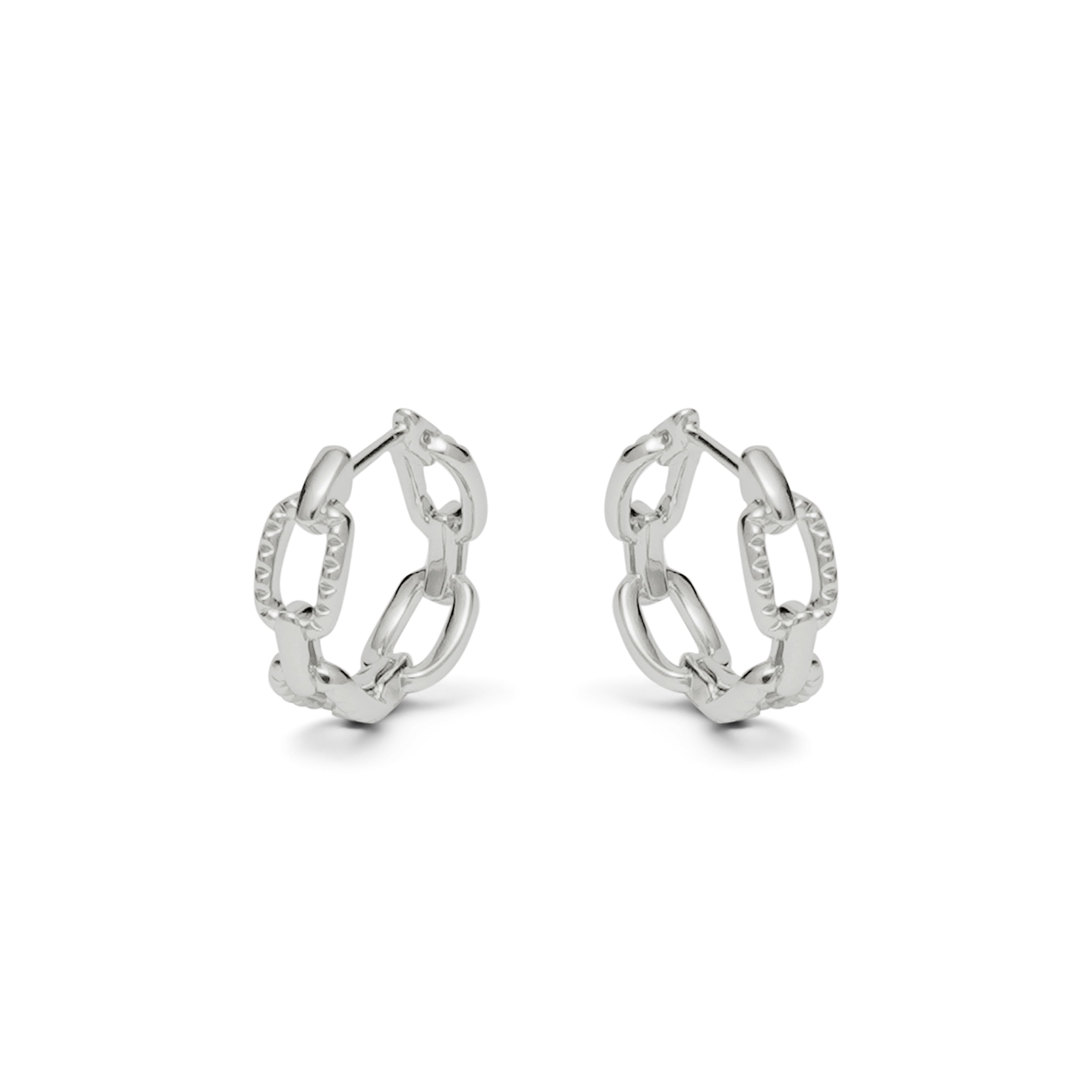 RSNY diamond pattern chain earrings - RSNY R2082A copper rhodium plating Weight: 4g Size: 19 * 6 * 19mm Diamond pattern chain elements/lightweight hollowing process/pure manual inlay technology/mirror-level precision polishing