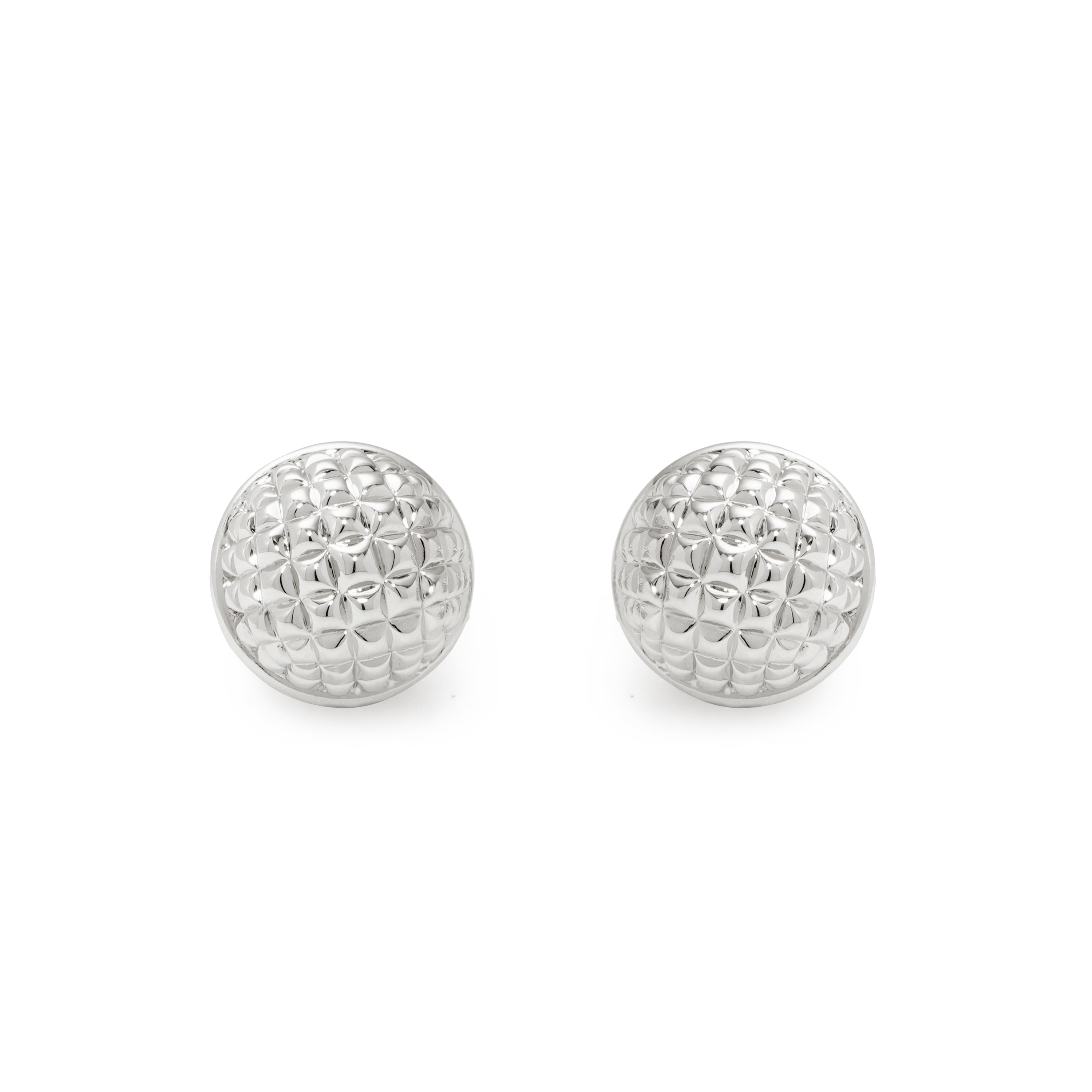 RSNY Diamond Textured Ball Earrings - RSNY R2021A Copper Rhodium Plated/S925 Tremella Needle Weight: 11.3g Size: 17 * 17 * 10mm Diamond pattern design elements/hemisphere geometry/lightweight hollowing process/mirror-grade precision polishing/high toughness spring ear buckle