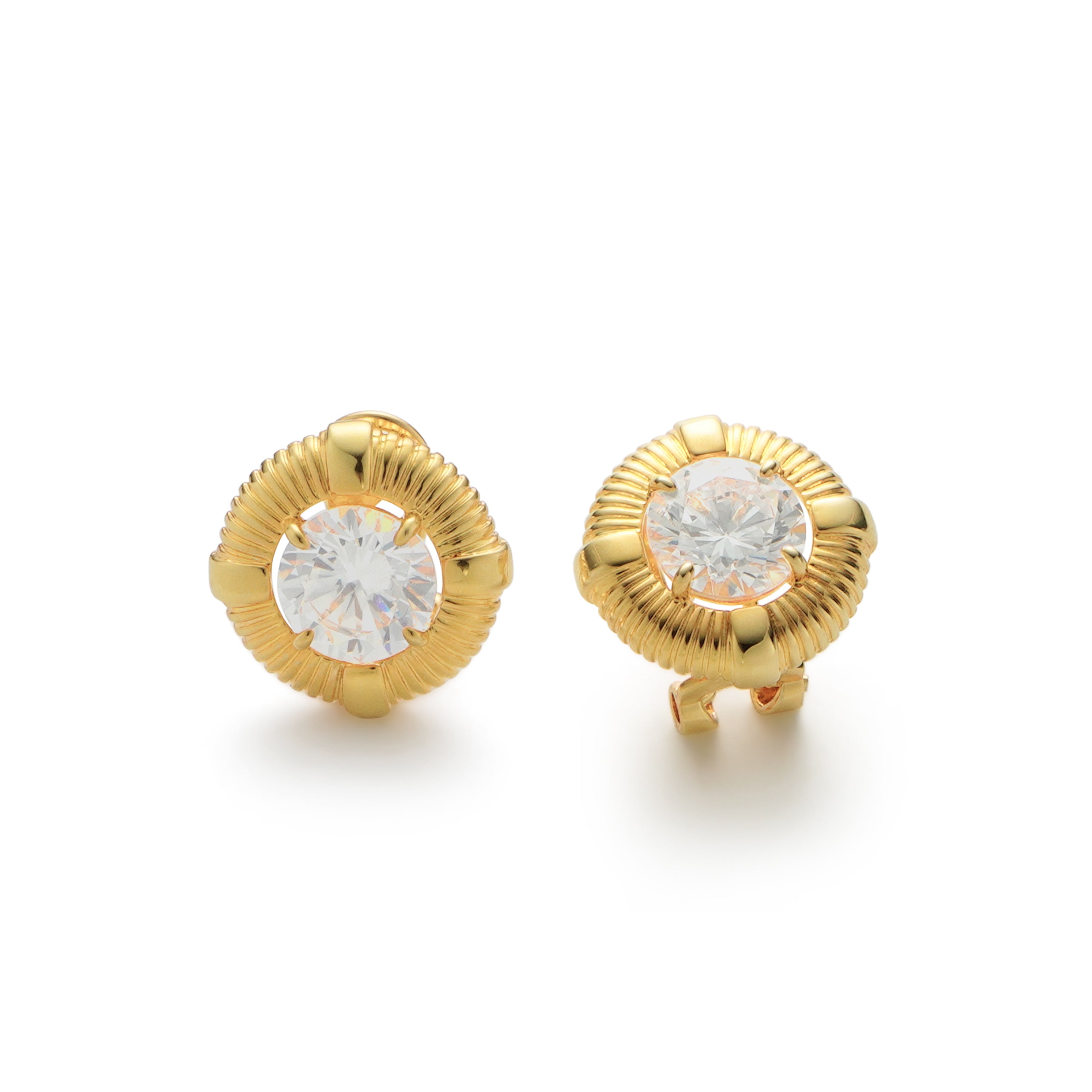 RSNY Roman Styling Earrings - RSNY R2118B 铜镀金/银耳针 约18*18*7mm 时尚绕圈纹设计/时尚感几何造型/精选优质仿钻石/高韧性弹簧耳扣